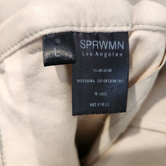 SPRWMN high-rise lamb leather cream trousers size large - Picture 9 of 10